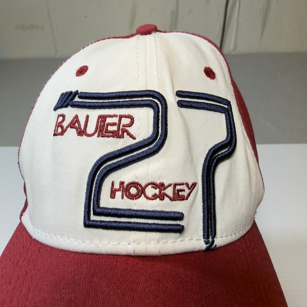 Bauer Hockey 27 Baseball Cap Red White New‎ Era 39Thirty Medium Large